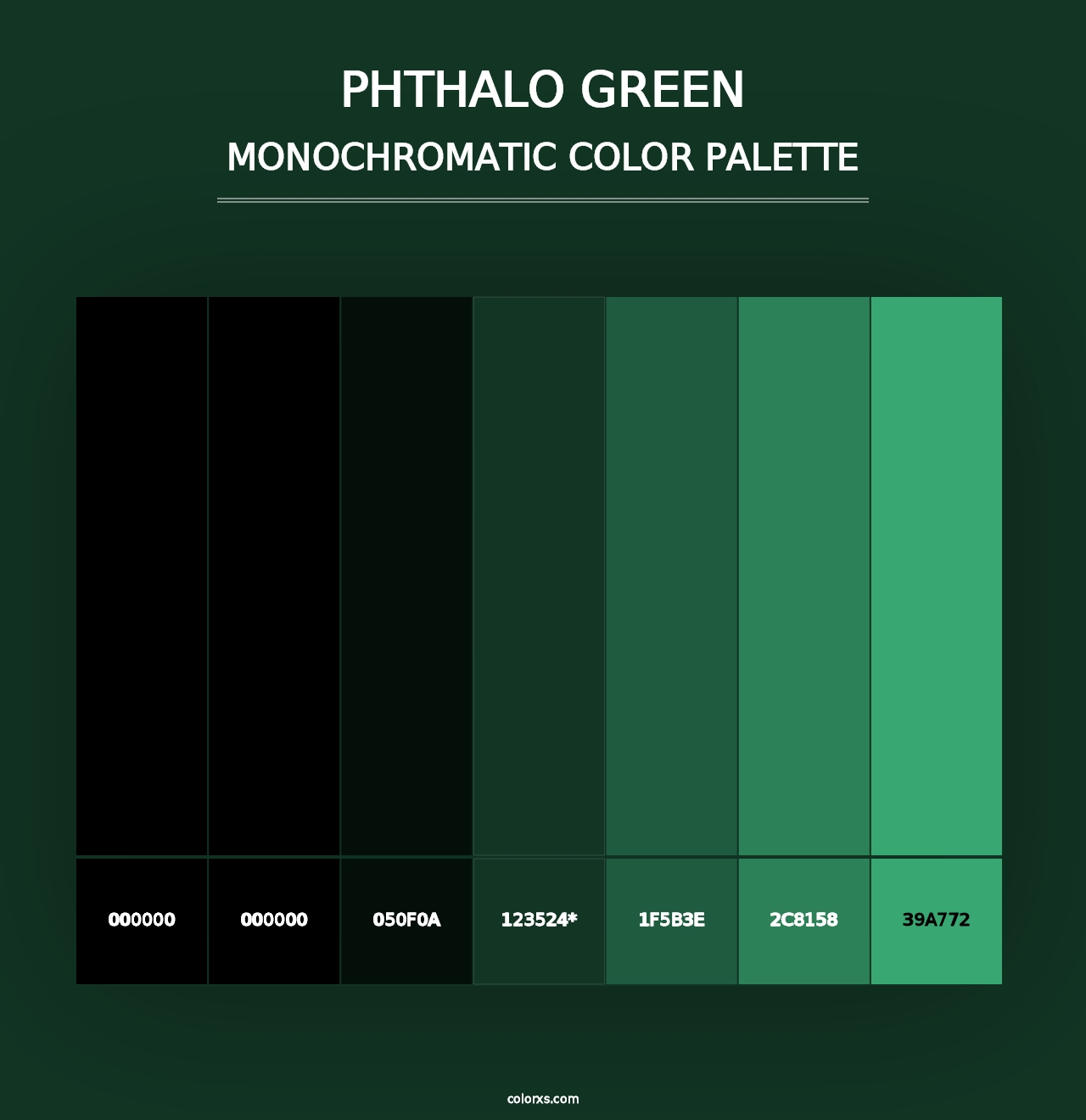 Phthalo Green - Monochromatic Color Palette