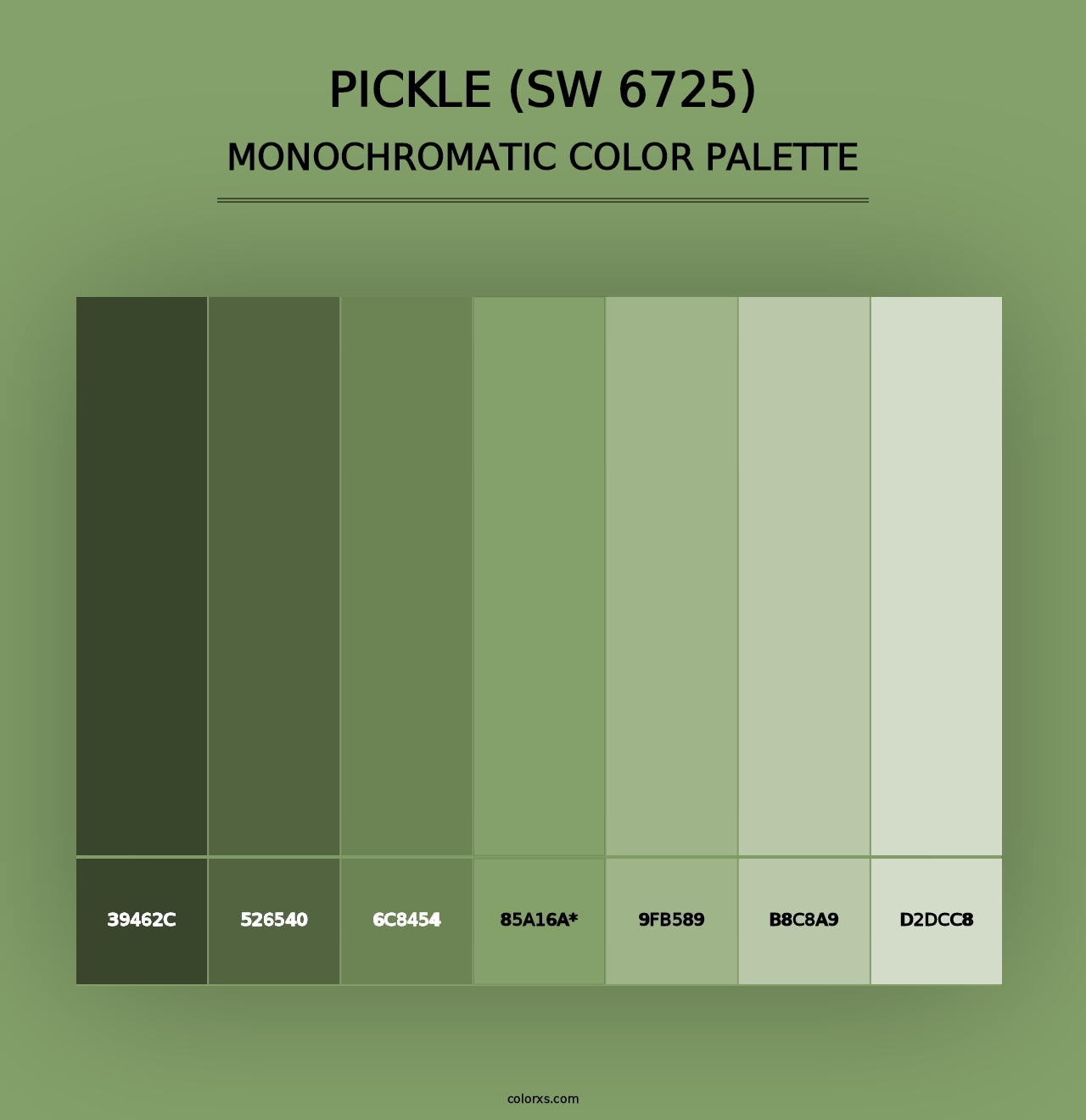 Pickle (SW 6725) - Monochromatic Color Palette