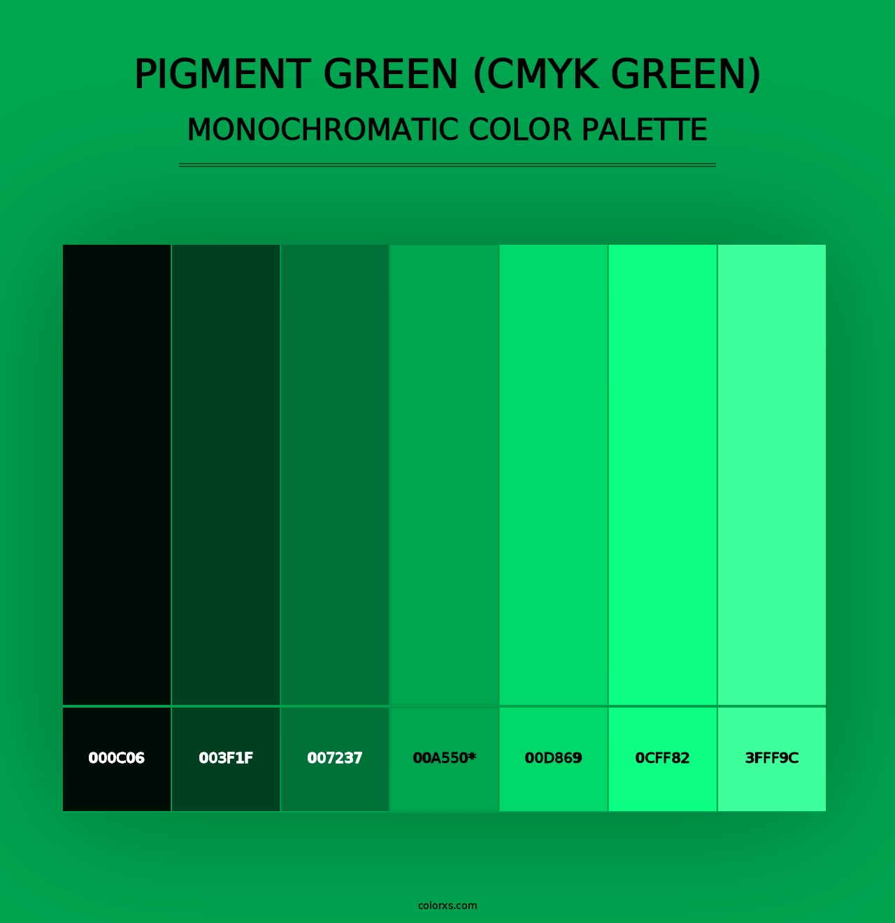 Pigment Green (CMYK Green) - Monochromatic Color Palette