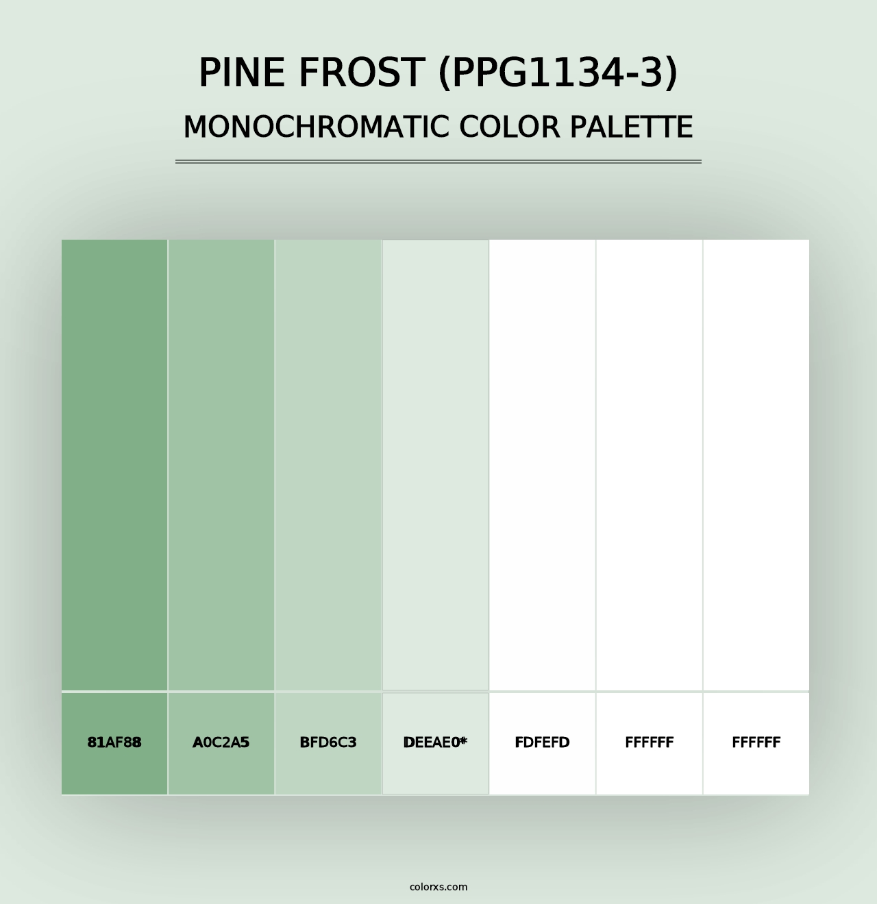 Pine Frost (PPG1134-3) - Monochromatic Color Palette