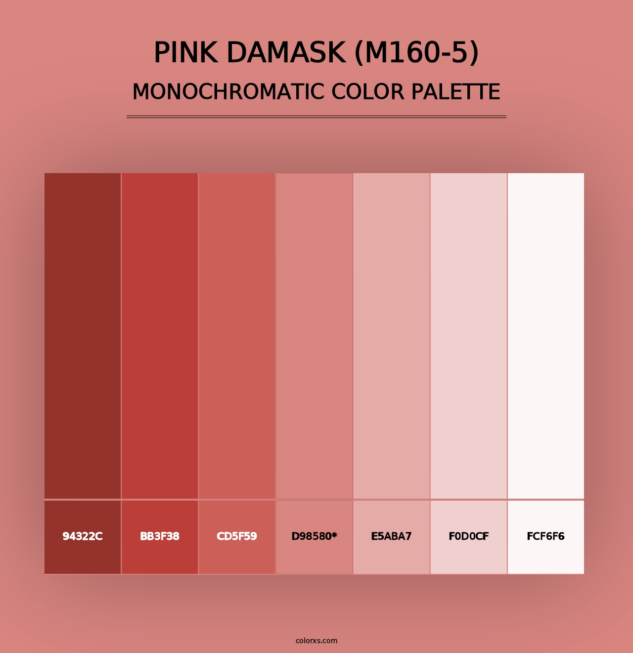 Pink Damask (M160-5) - Monochromatic Color Palette