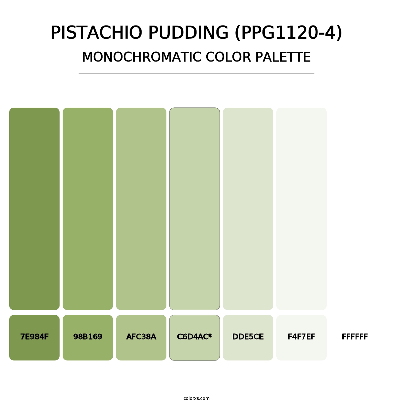 Pistachio Pudding (PPG1120-4) - Monochromatic Color Palette