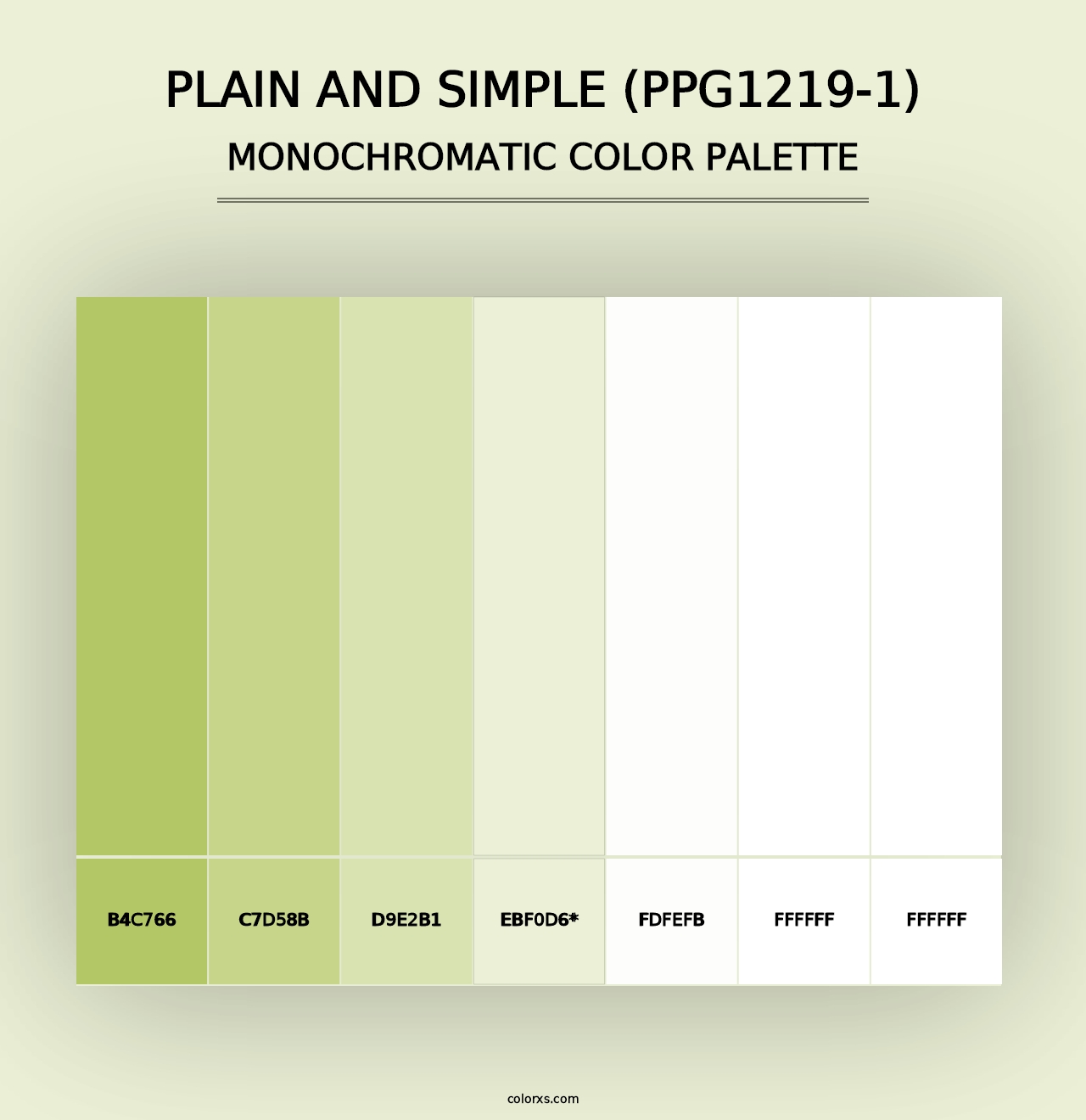 Plain And Simple (PPG1219-1) - Monochromatic Color Palette