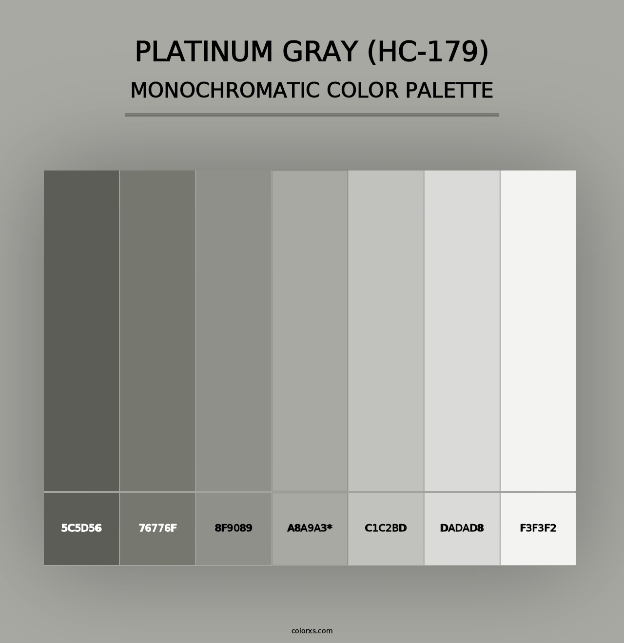 Platinum Gray (HC-179) - Monochromatic Color Palette