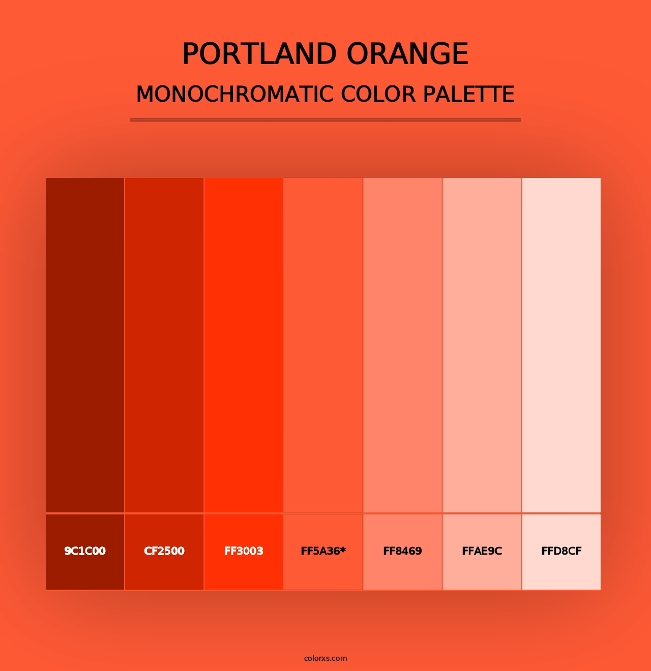 Portland Orange - Monochromatic Color Palette