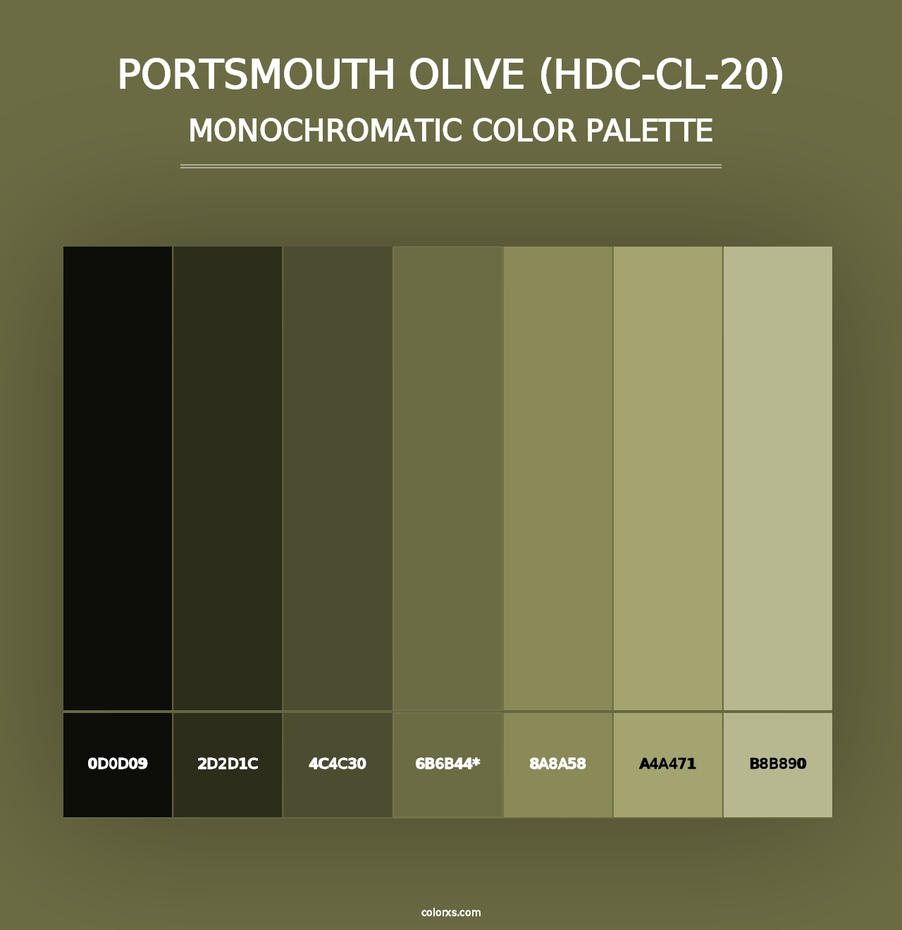 Portsmouth Olive (HDC-CL-20) - Monochromatic Color Palette