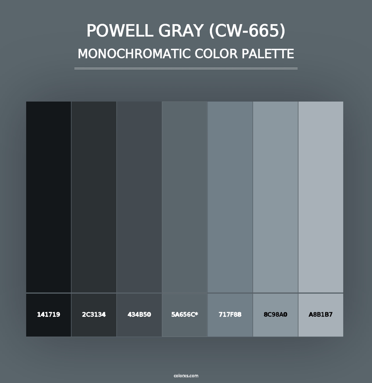 Powell Gray (CW-665) - Monochromatic Color Palette