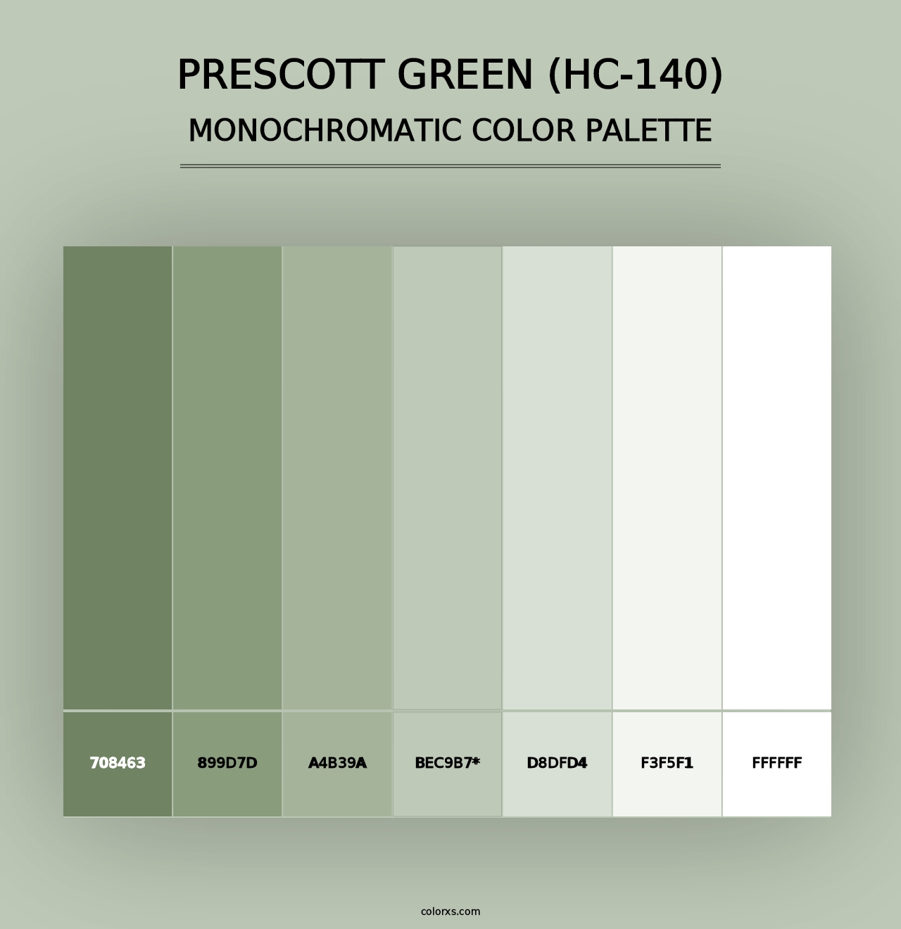 Prescott Green (HC-140) - Monochromatic Color Palette