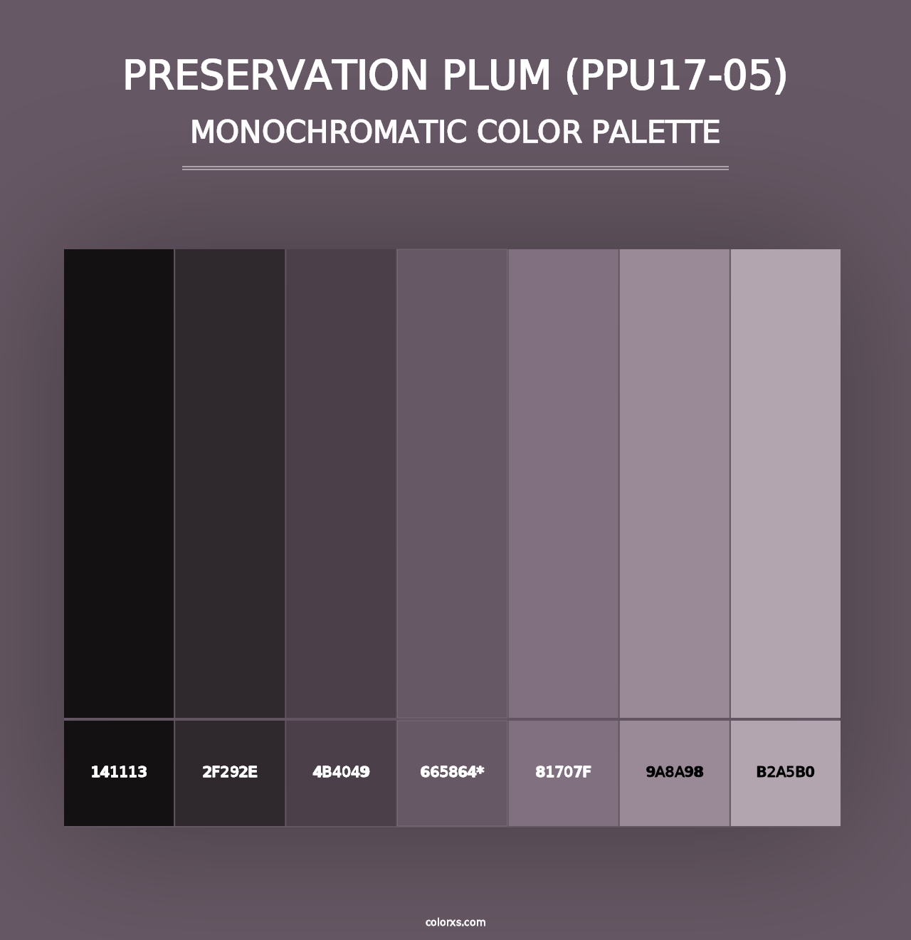 Preservation Plum (PPU17-05) - Monochromatic Color Palette