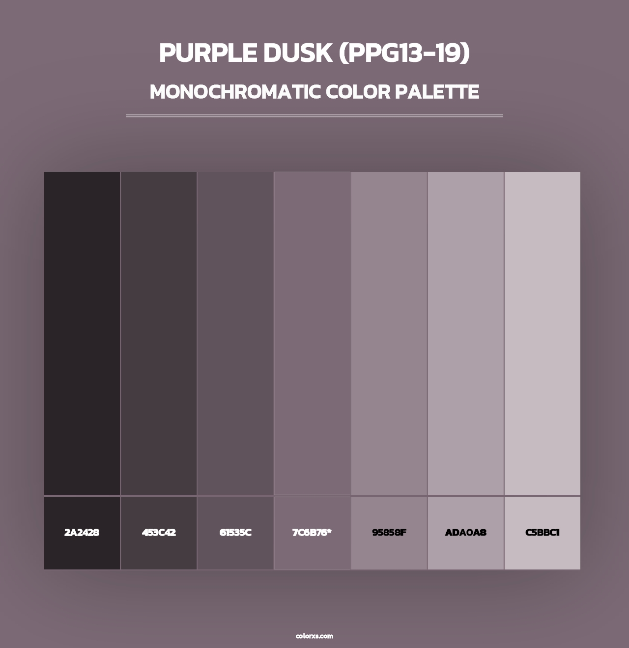 Purple Dusk (PPG13-19) - Monochromatic Color Palette