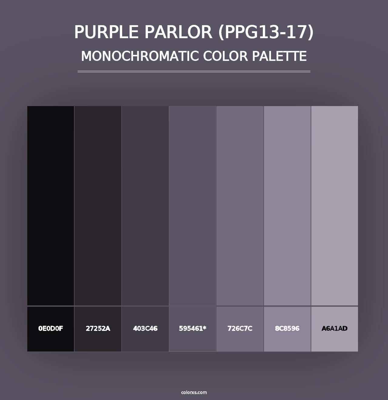 Purple Parlor (PPG13-17) - Monochromatic Color Palette