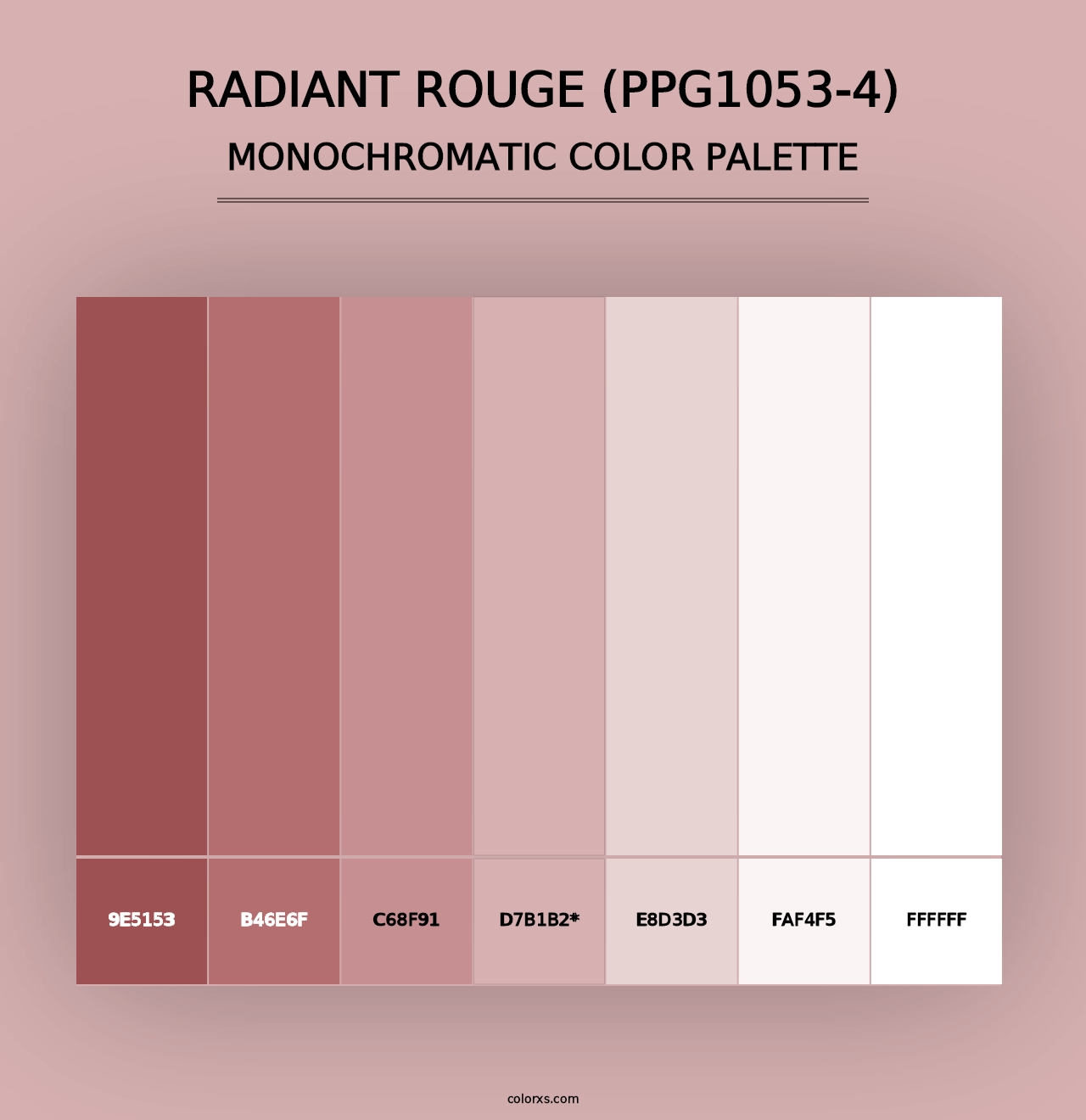 Radiant Rouge (PPG1053-4) - Monochromatic Color Palette