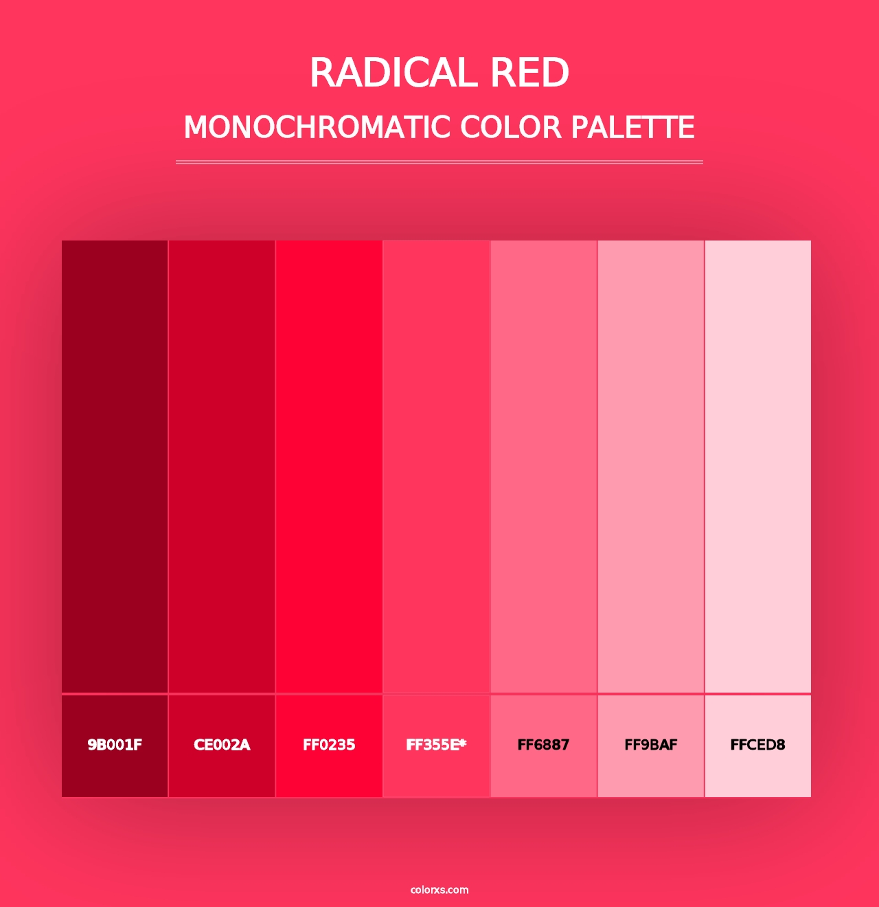 Radical Red - Monochromatic Color Palette