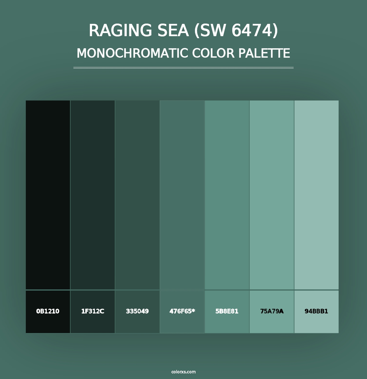 Raging Sea (SW 6474) - Monochromatic Color Palette