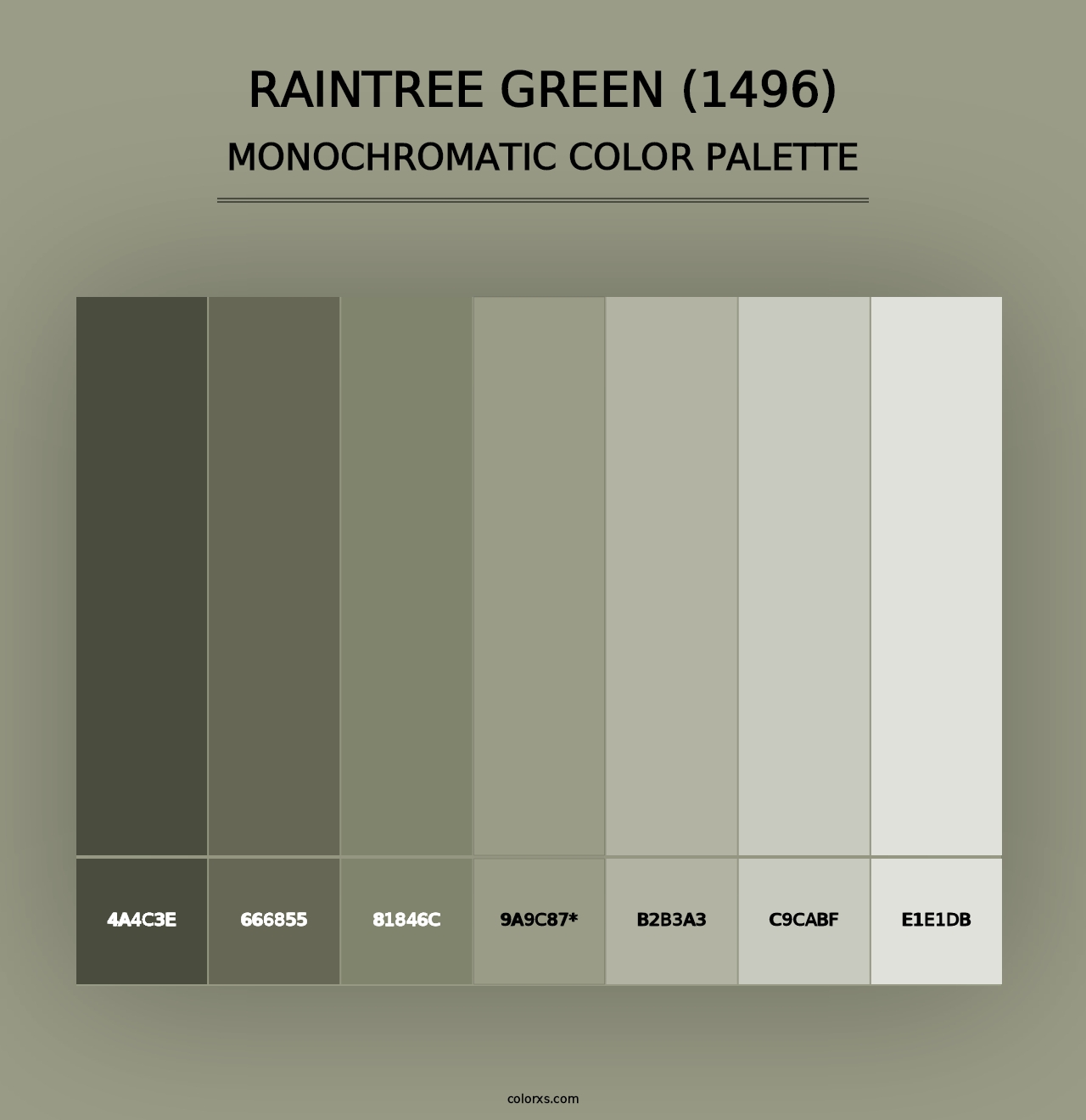 Raintree Green (1496) - Monochromatic Color Palette