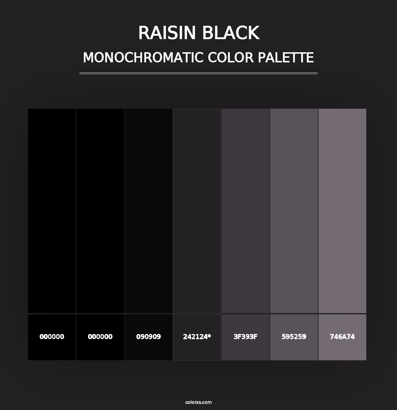 Raisin Black - Monochromatic Color Palette