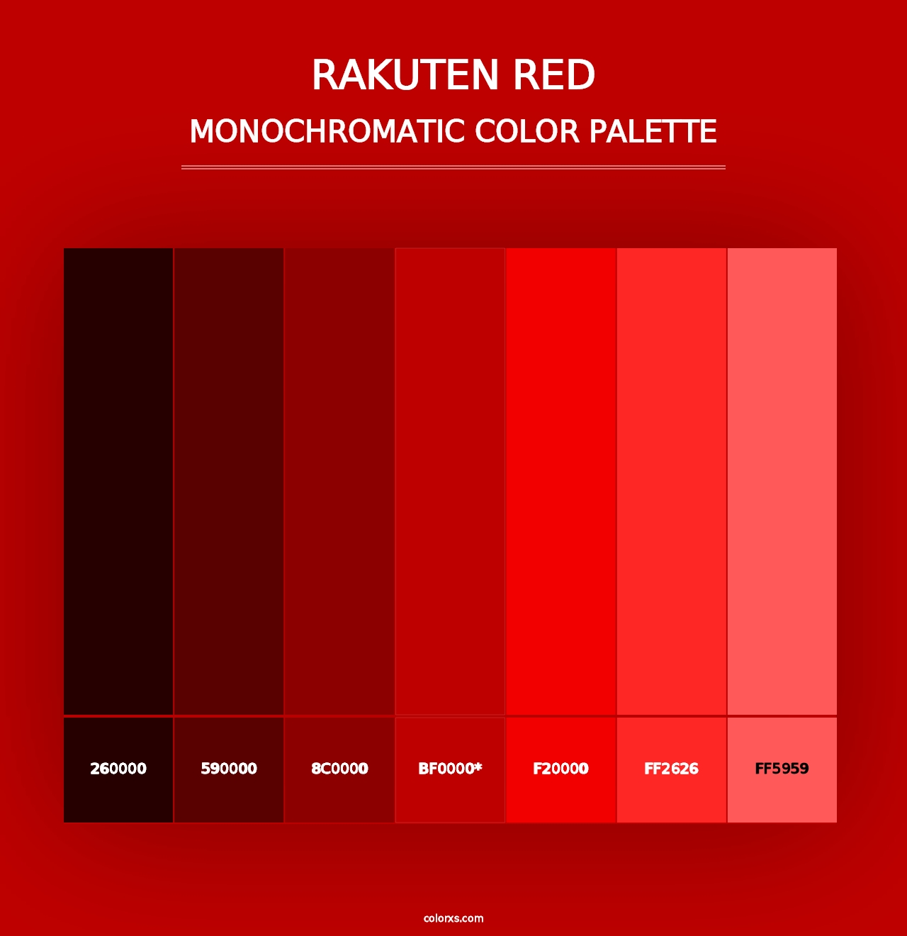 Rakuten Red - Monochromatic Color Palette