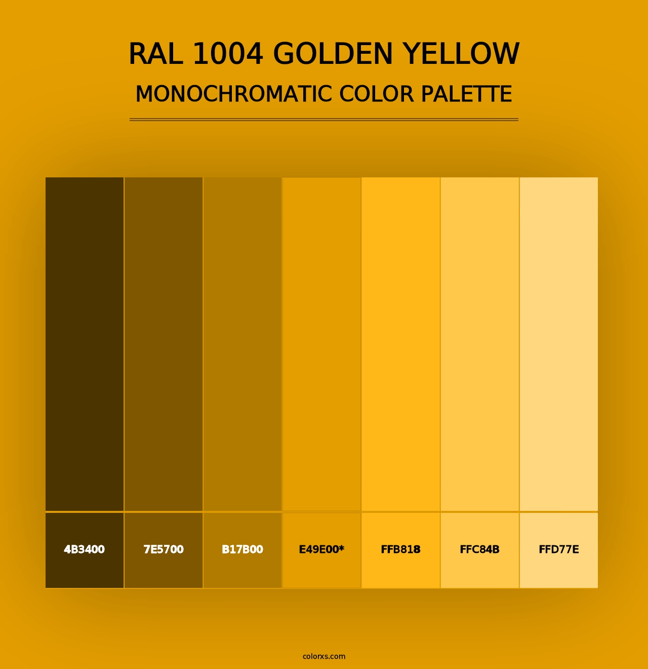 RAL 1004 Golden Yellow - Monochromatic Color Palette