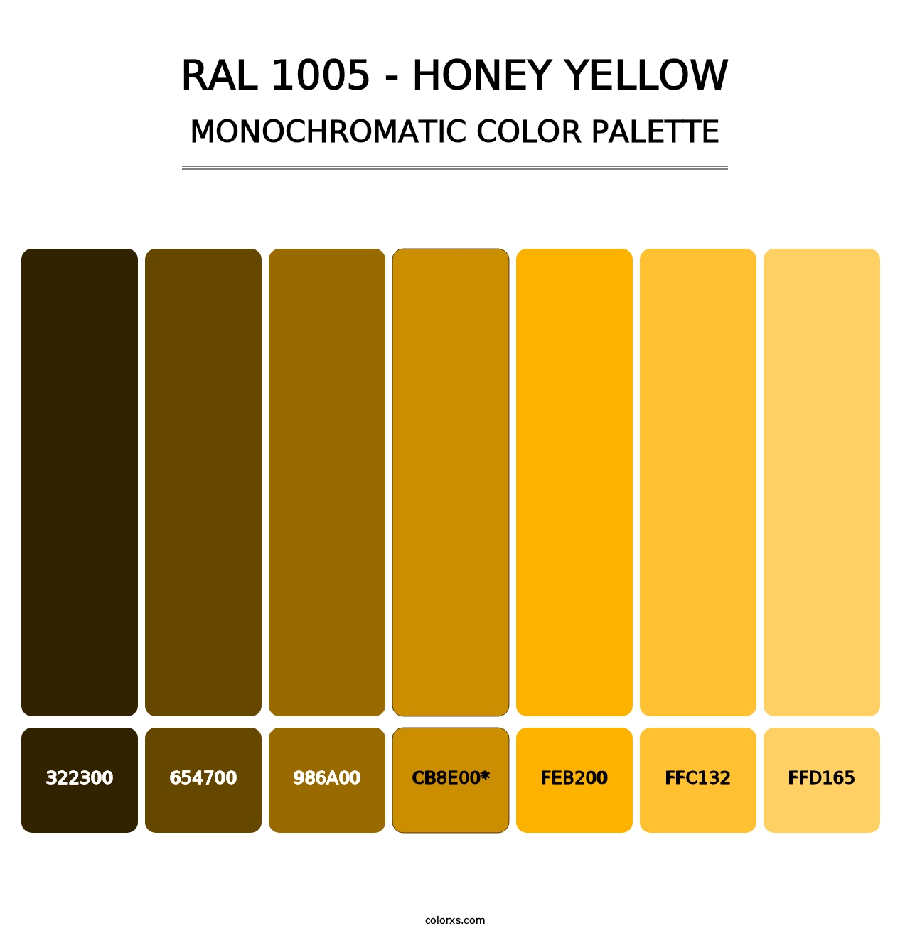 RAL 1005 - Honey Yellow - Monochromatic Color Palette