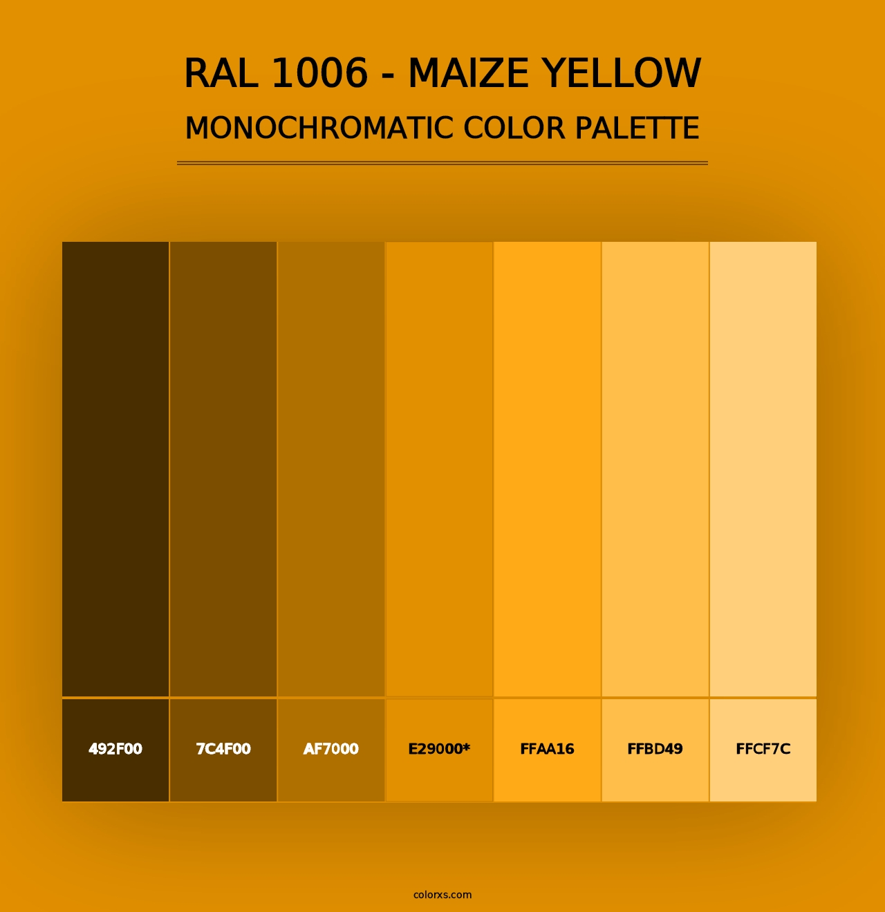 RAL 1006 - Maize Yellow - Monochromatic Color Palette