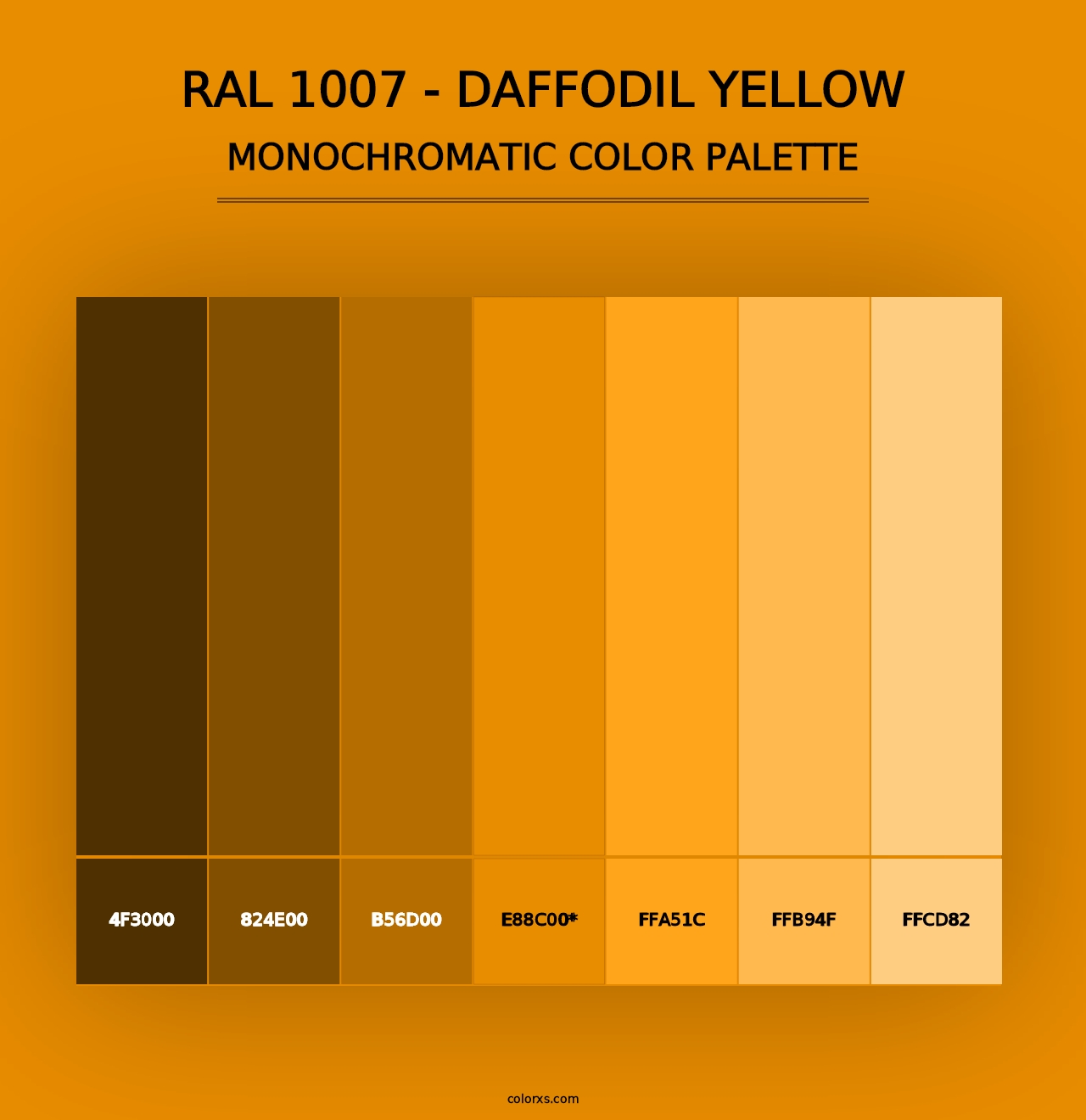 RAL 1007 - Daffodil Yellow - Monochromatic Color Palette