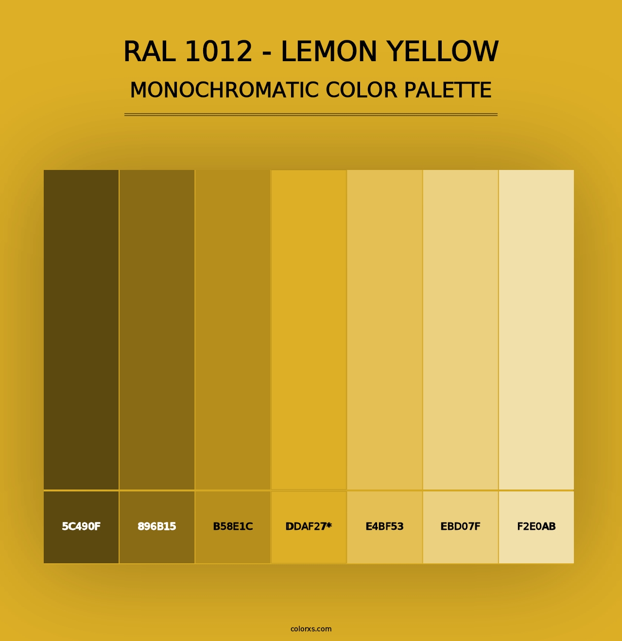 RAL 1012 - Lemon Yellow - Monochromatic Color Palette