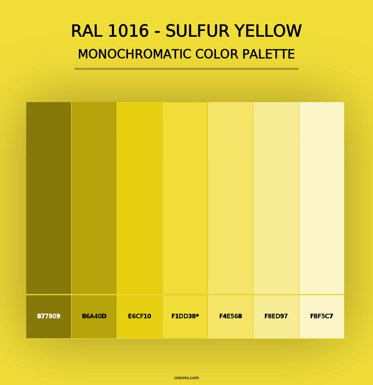 RAL 1016 - Sulfur Yellow - Monochromatic Color Palette