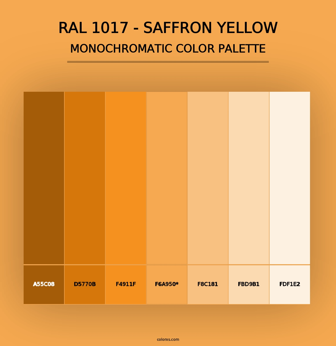 RAL 1017 - Saffron Yellow - Monochromatic Color Palette