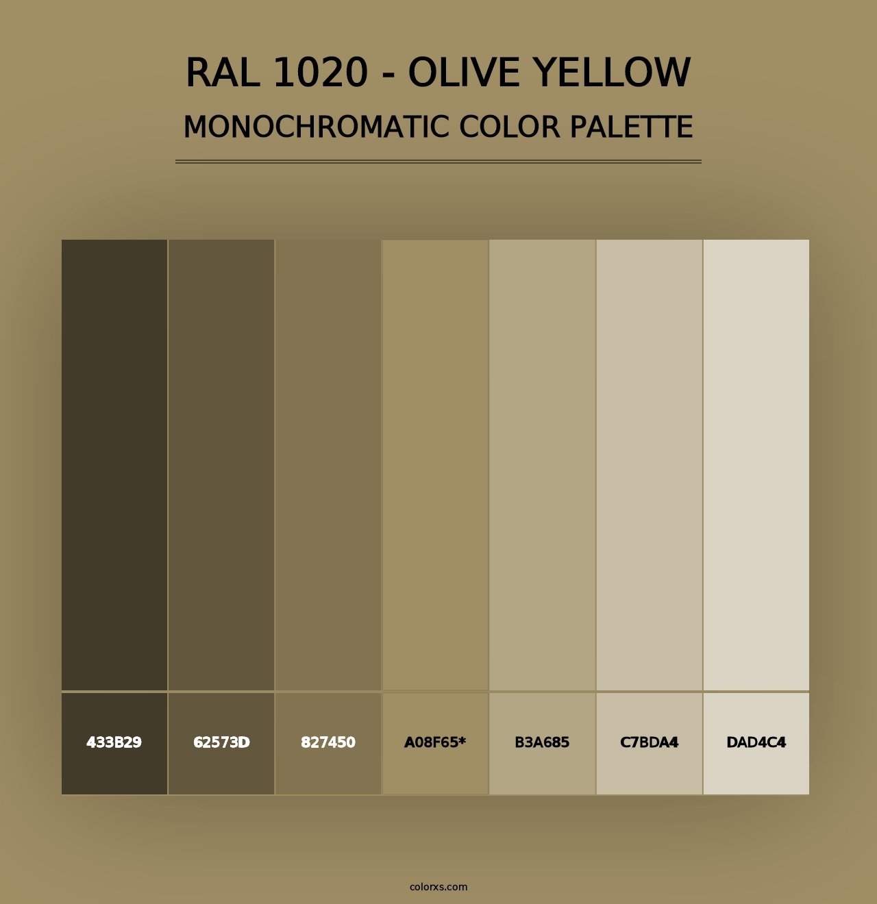 RAL 1020 - Olive Yellow - Monochromatic Color Palette