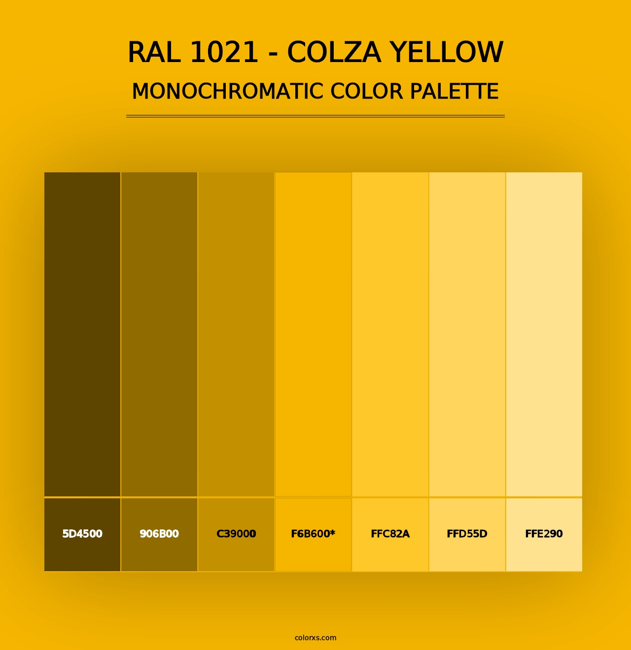 RAL 1021 - Colza Yellow - Monochromatic Color Palette