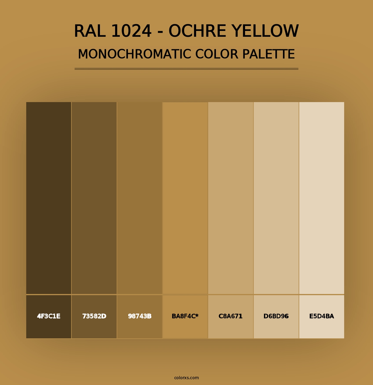 RAL 1024 - Ochre Yellow - Monochromatic Color Palette