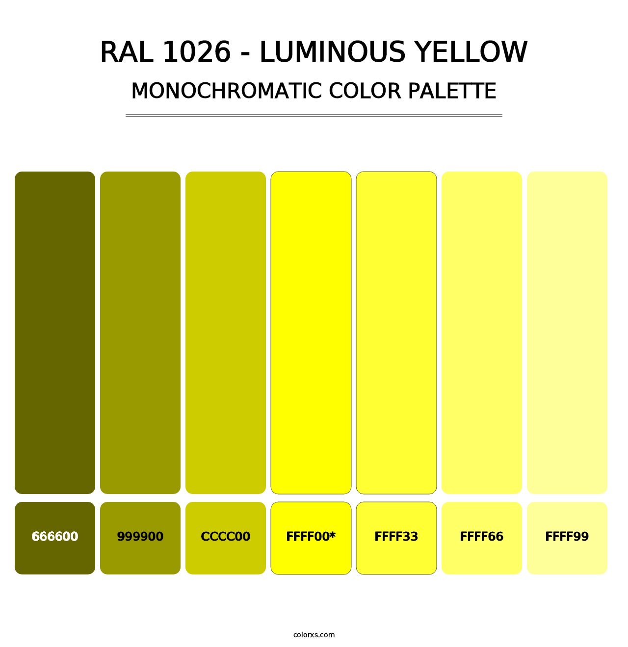 RAL 1026 - Luminous Yellow - Monochromatic Color Palette