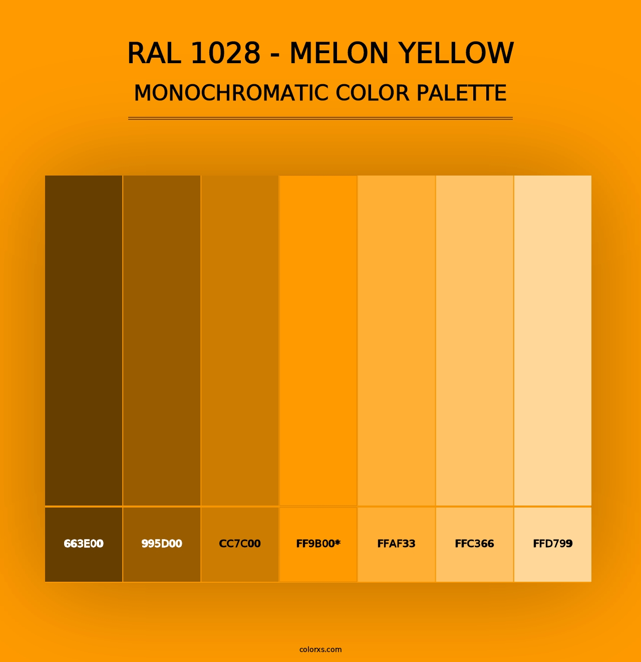 RAL 1028 - Melon Yellow - Monochromatic Color Palette