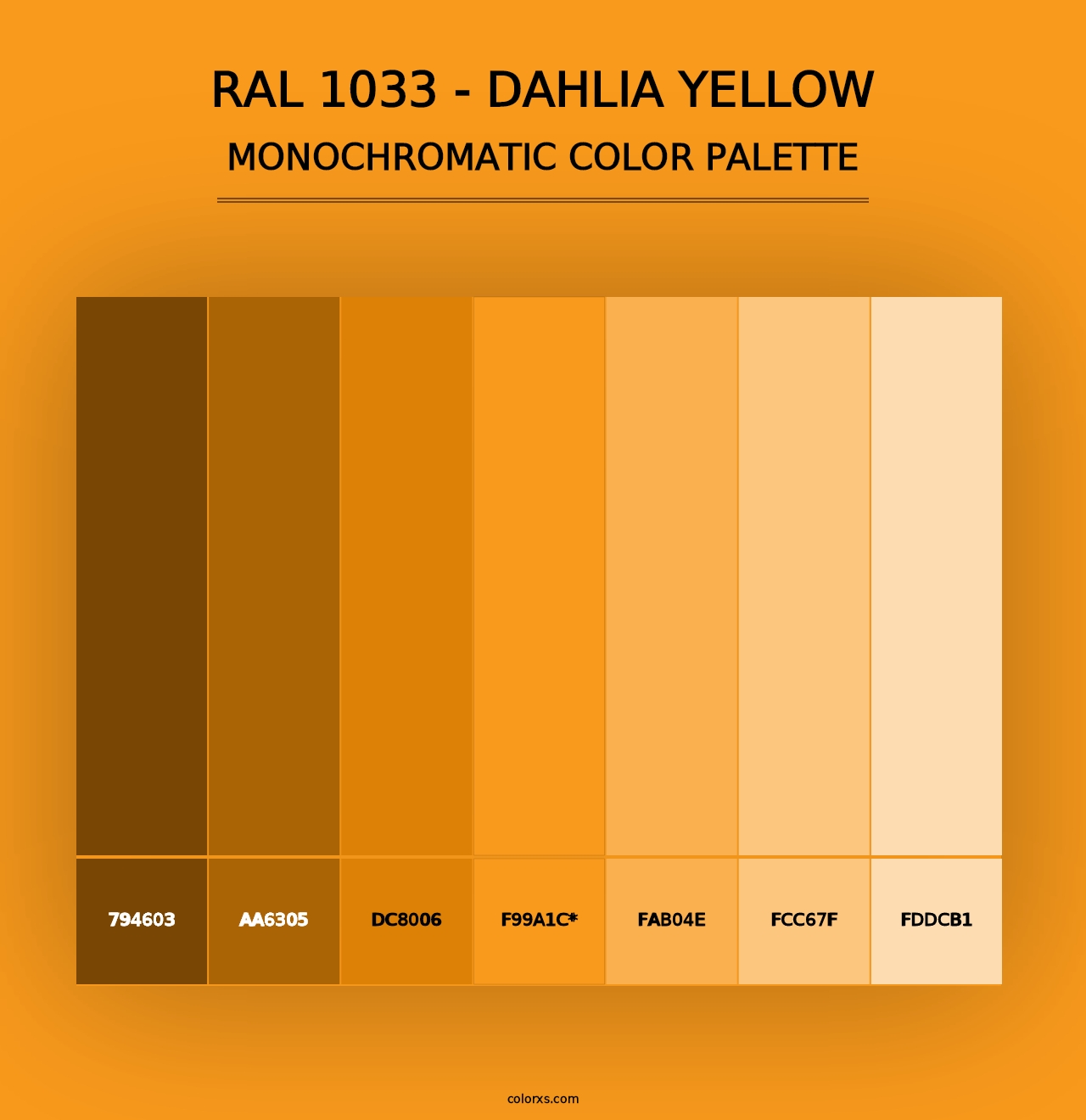 RAL 1033 - Dahlia Yellow - Monochromatic Color Palette