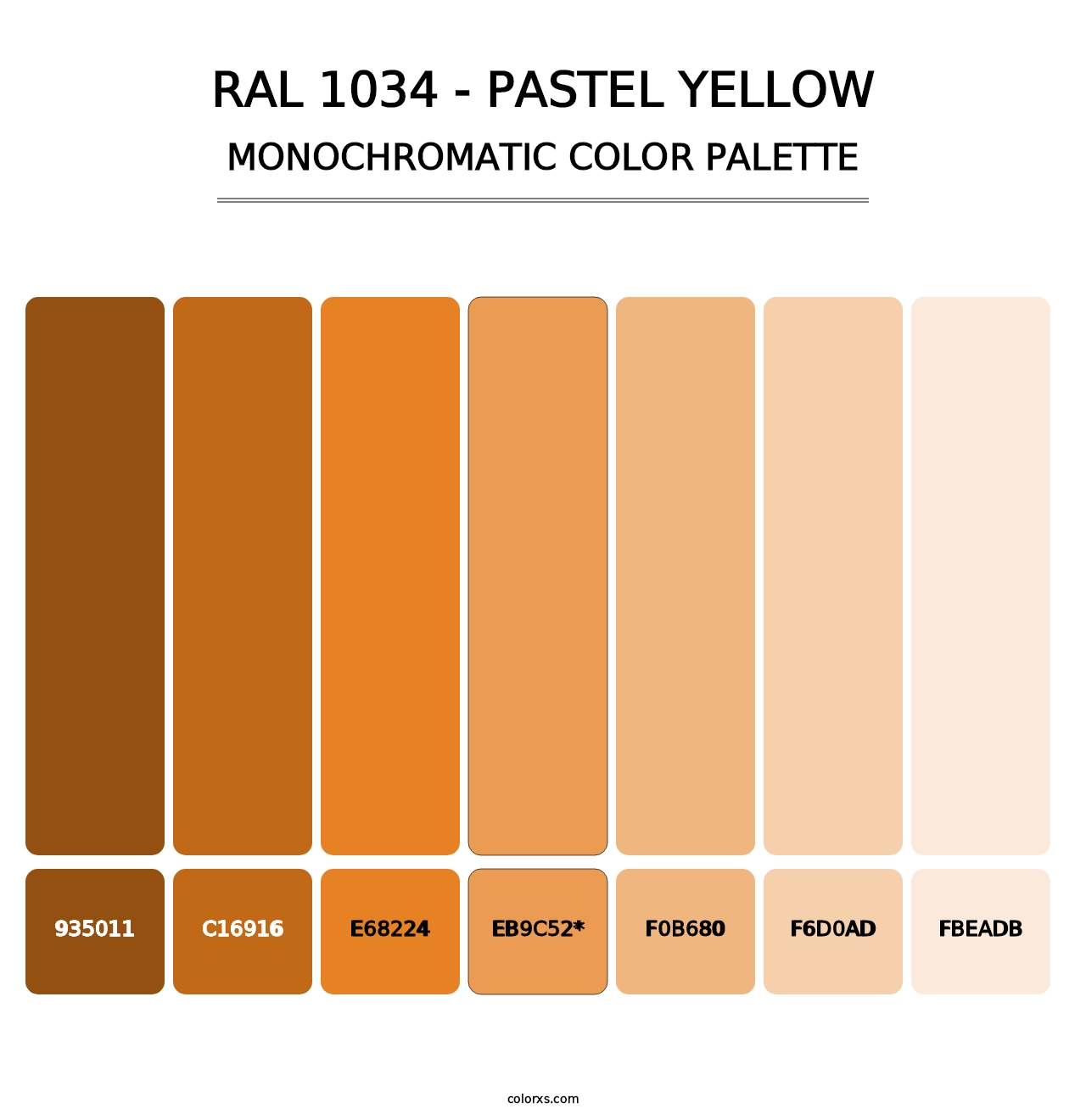 RAL 1034 - Pastel Yellow - Monochromatic Color Palette