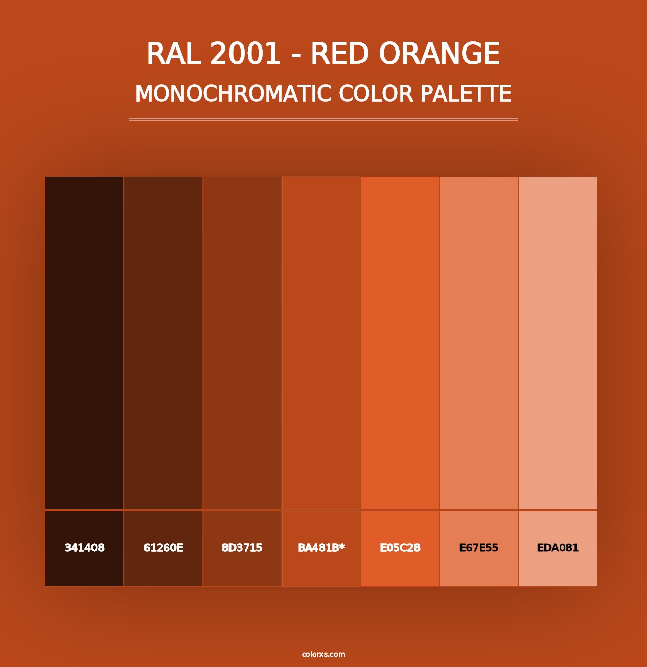 RAL 2001 - Red Orange - Monochromatic Color Palette