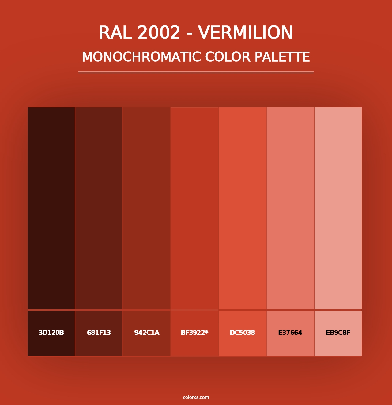 RAL 2002 - Vermilion - Monochromatic Color Palette