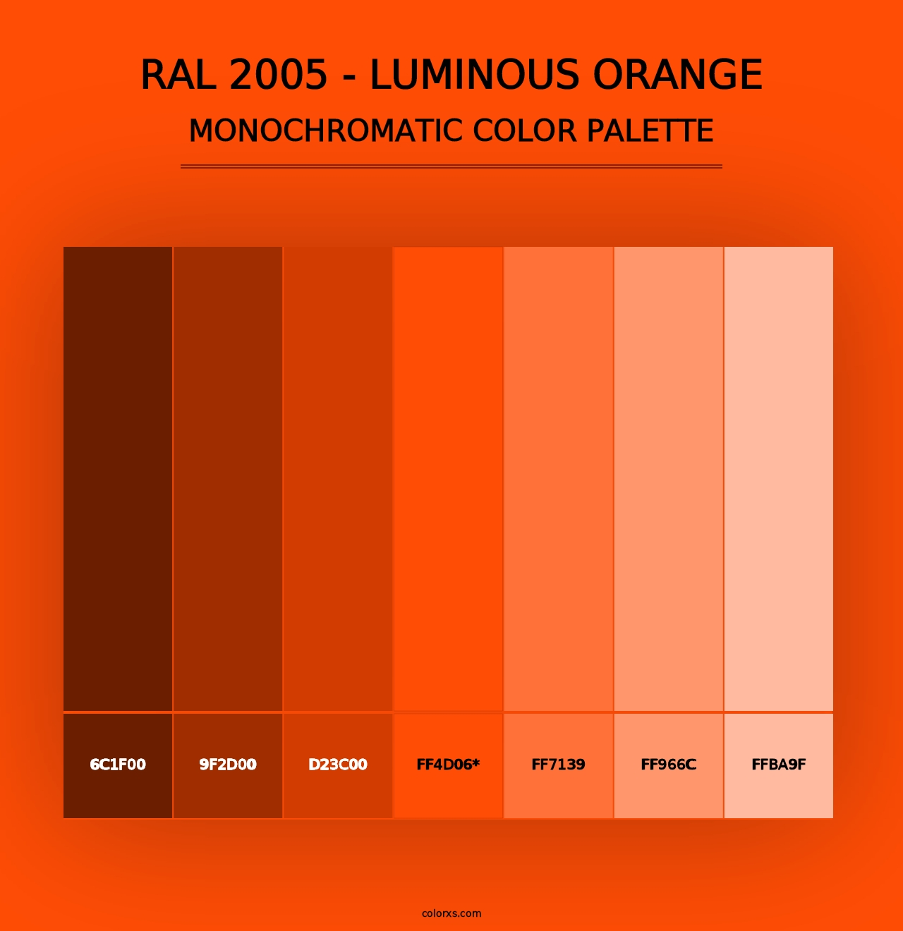 RAL 2005 - Luminous Orange - Monochromatic Color Palette