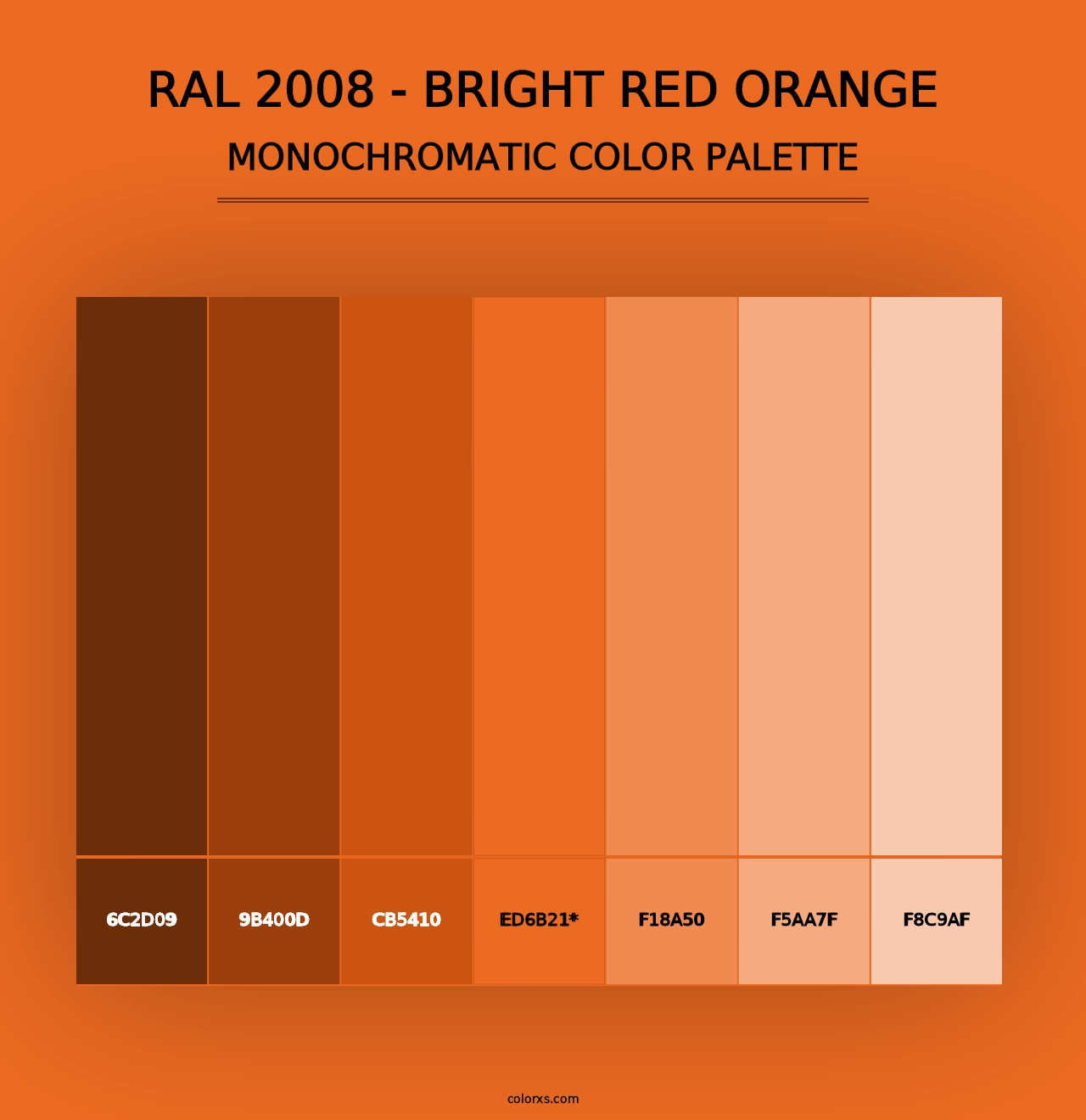 RAL 2008 - Bright Red Orange - Monochromatic Color Palette