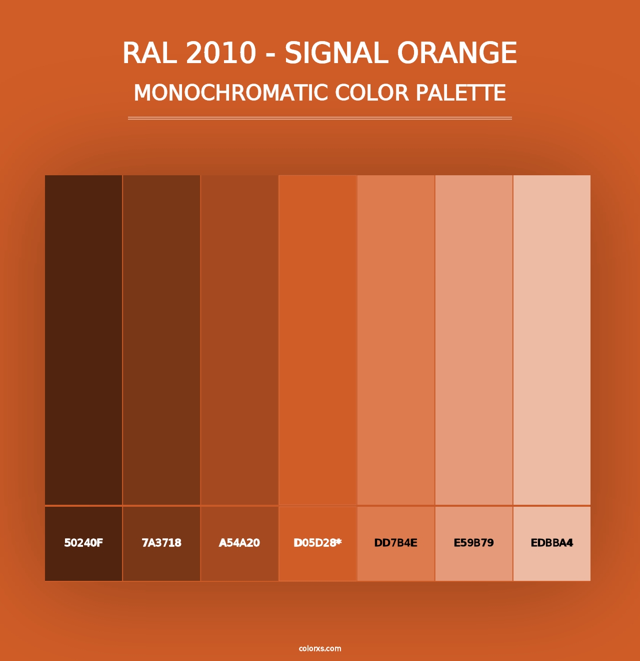 RAL 2010 - Signal Orange - Monochromatic Color Palette