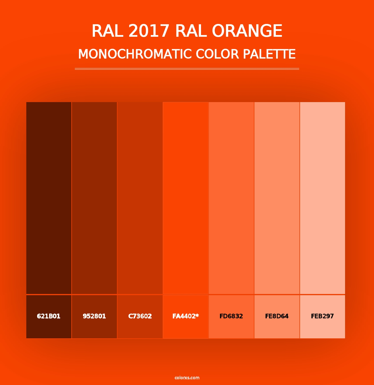 RAL 2017 RAL Orange - Monochromatic Color Palette