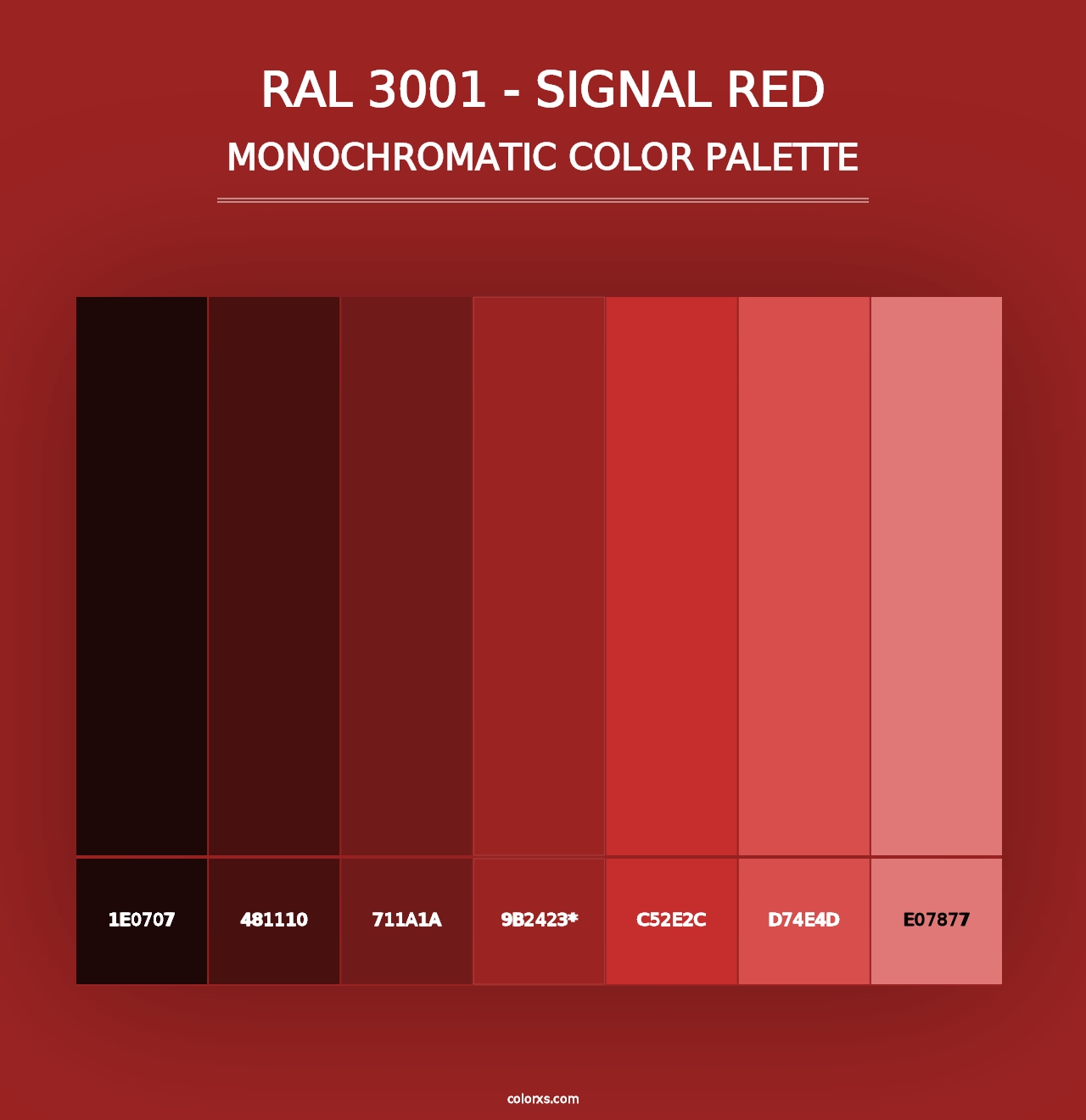 RAL 3001 - Signal Red - Monochromatic Color Palette