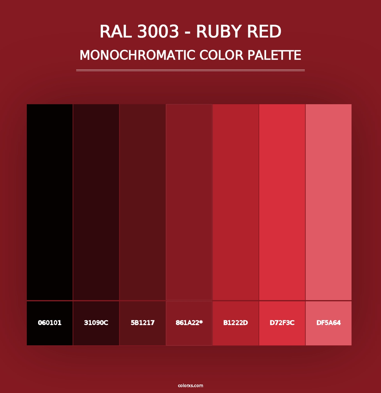 RAL 3003 - Ruby Red - Monochromatic Color Palette