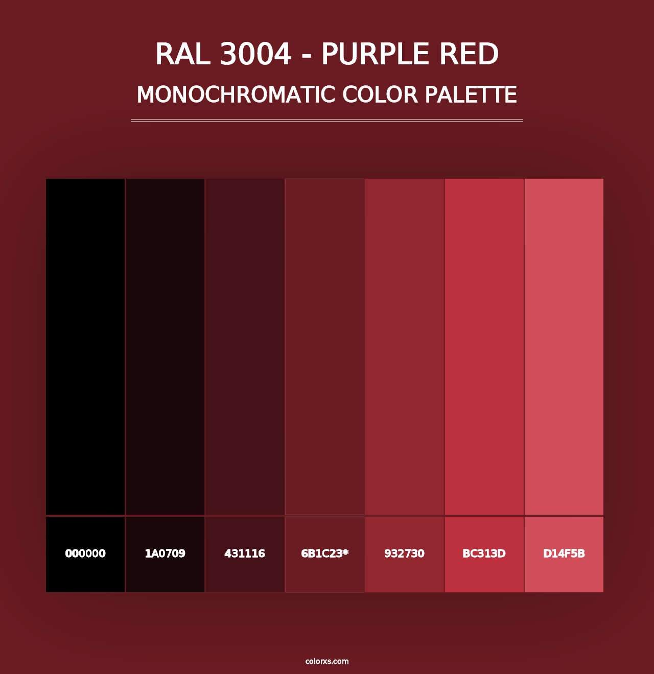 RAL 3004 - Purple Red - Monochromatic Color Palette