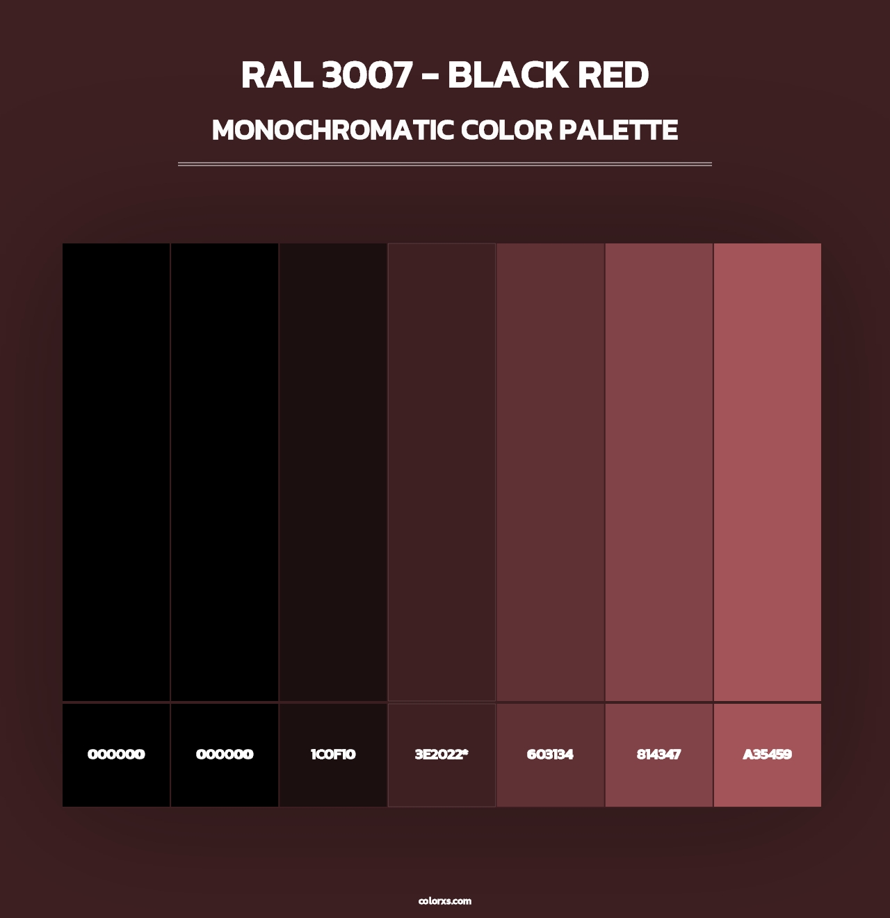 RAL 3007 - Black Red - Monochromatic Color Palette