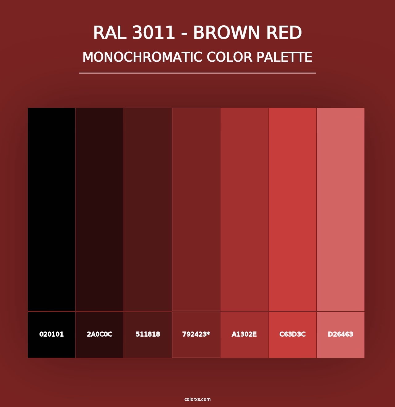 RAL 3011 - Brown Red - Monochromatic Color Palette