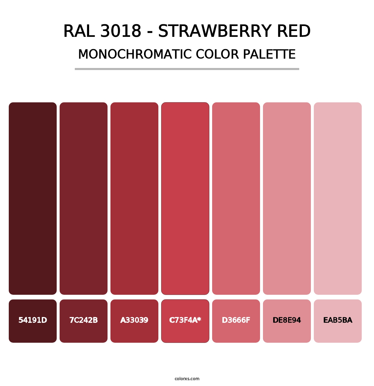 RAL 3018 - Strawberry Red - Monochromatic Color Palette