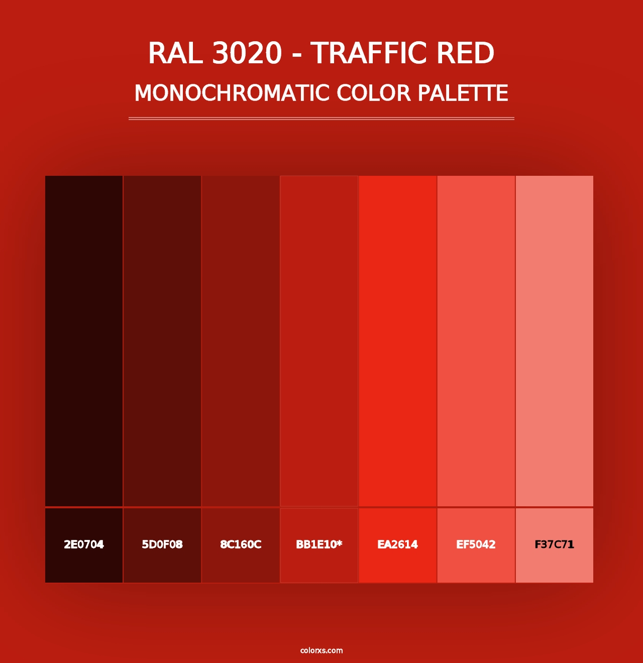 RAL 3020 - Traffic Red - Monochromatic Color Palette