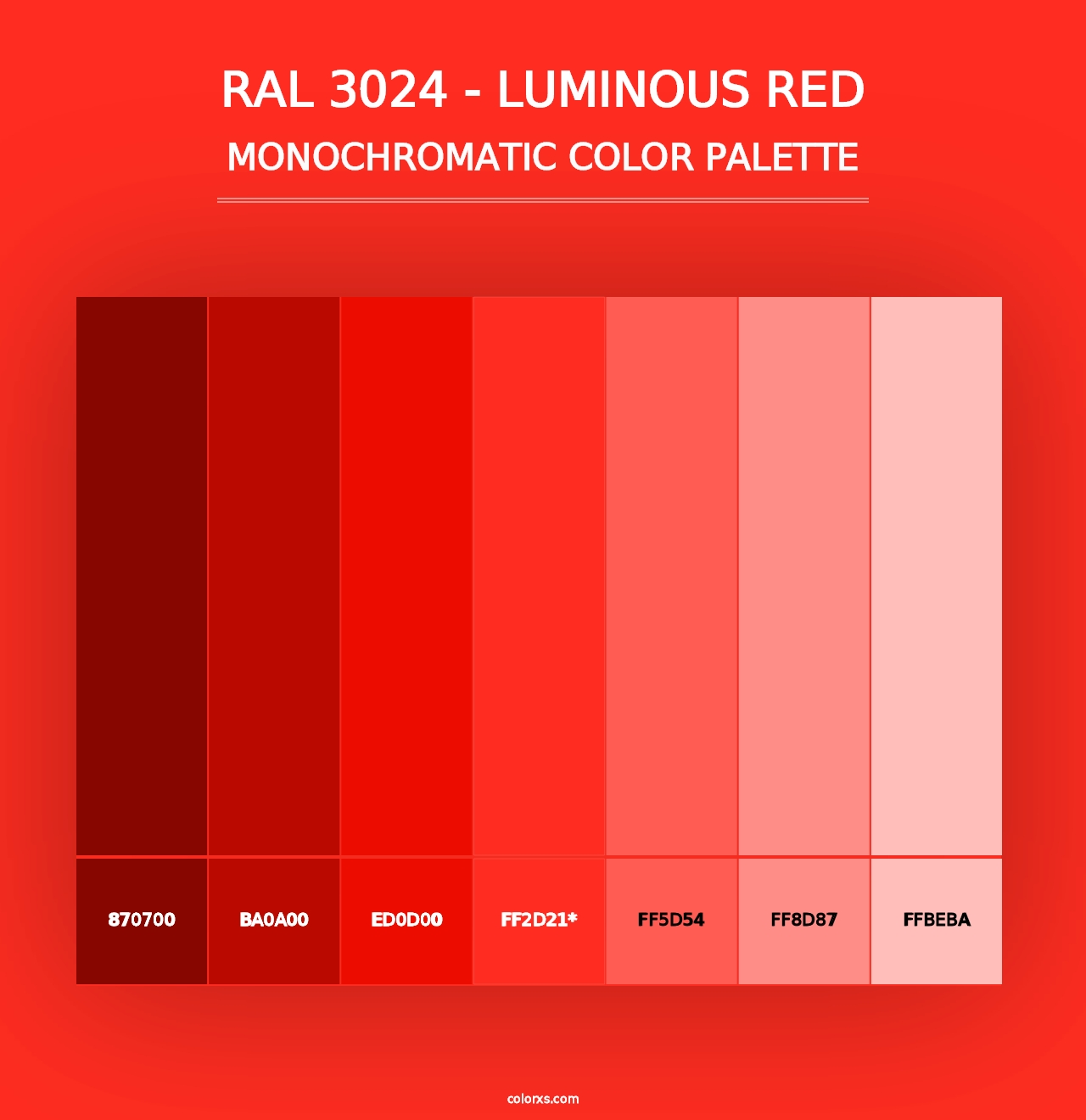 RAL 3024 - Luminous Red - Monochromatic Color Palette