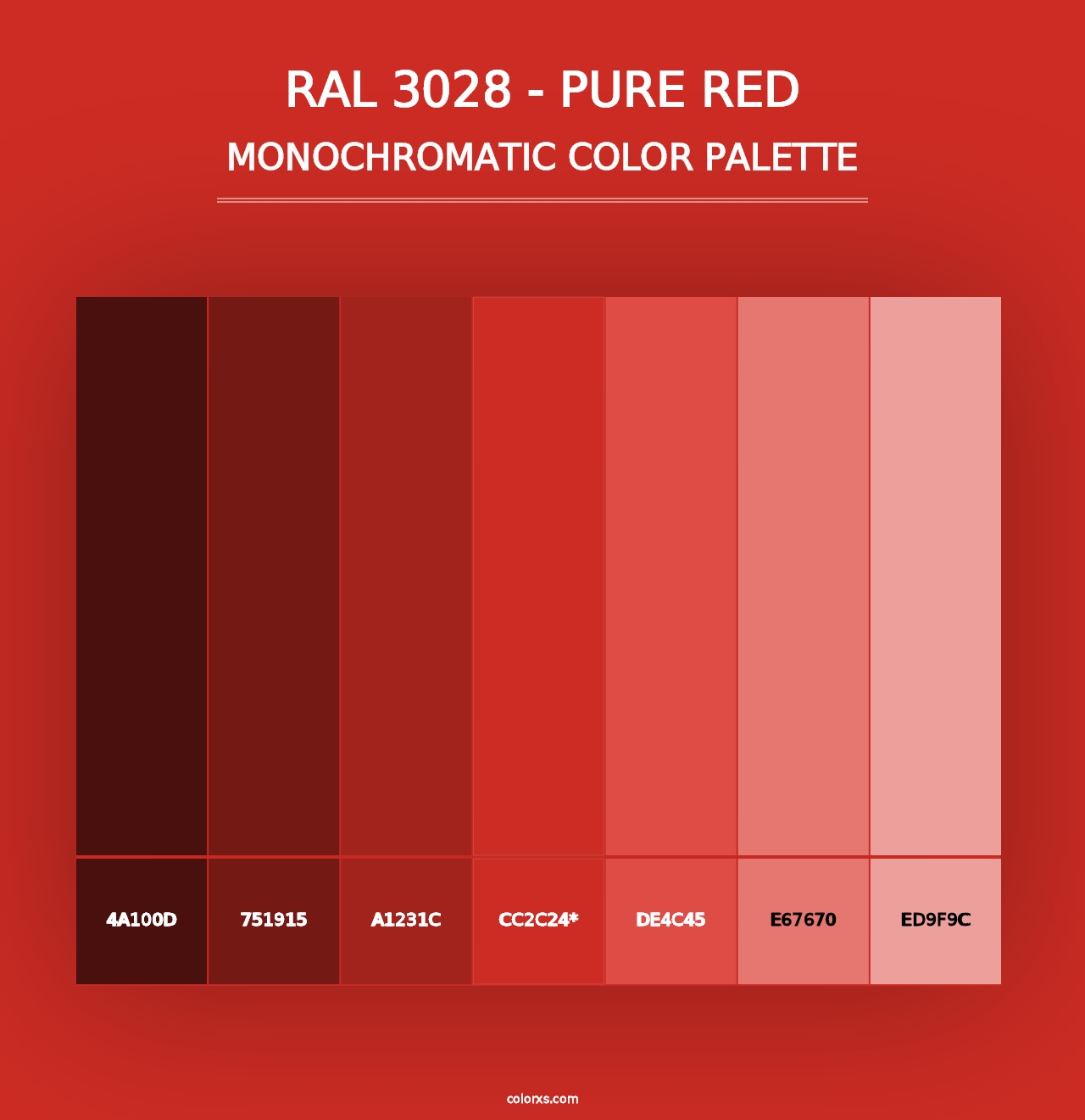 RAL 3028 - Pure Red - Monochromatic Color Palette